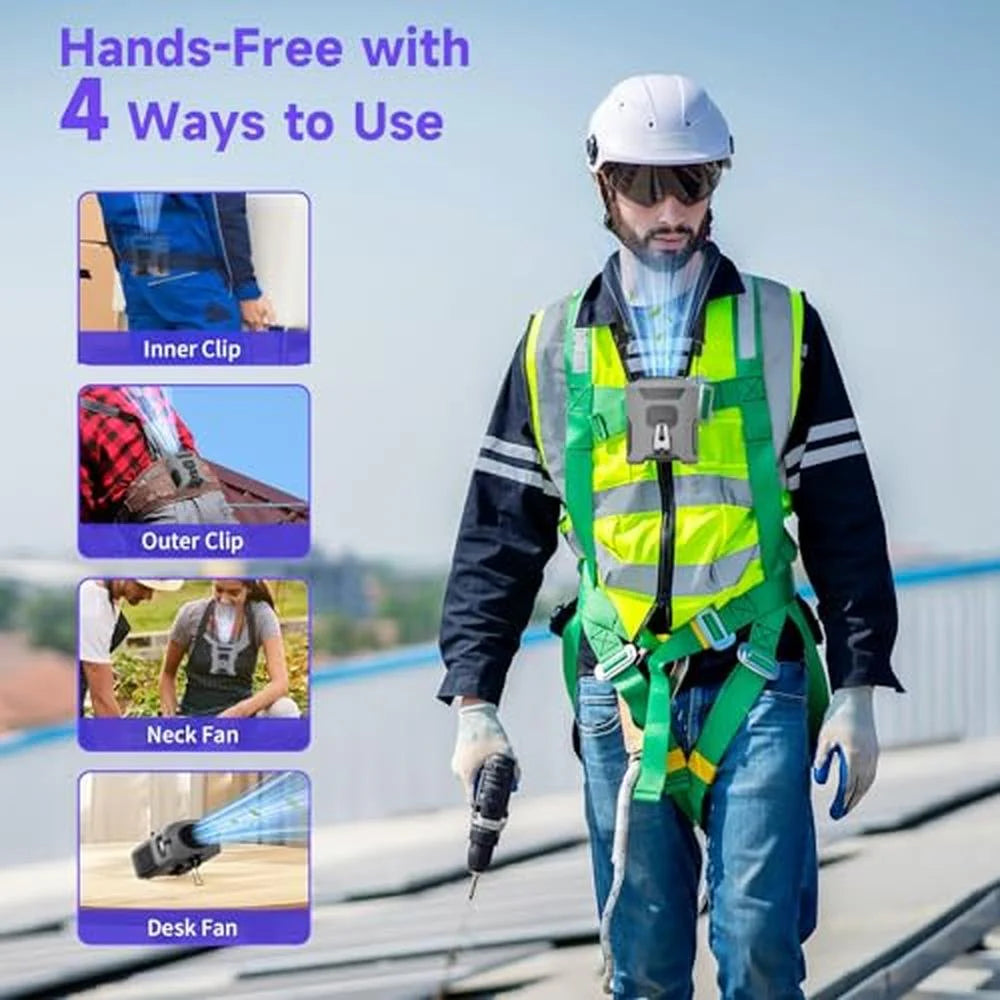 "Wearable Waist Fan & Charger - Stay Cool, Stay Powered"