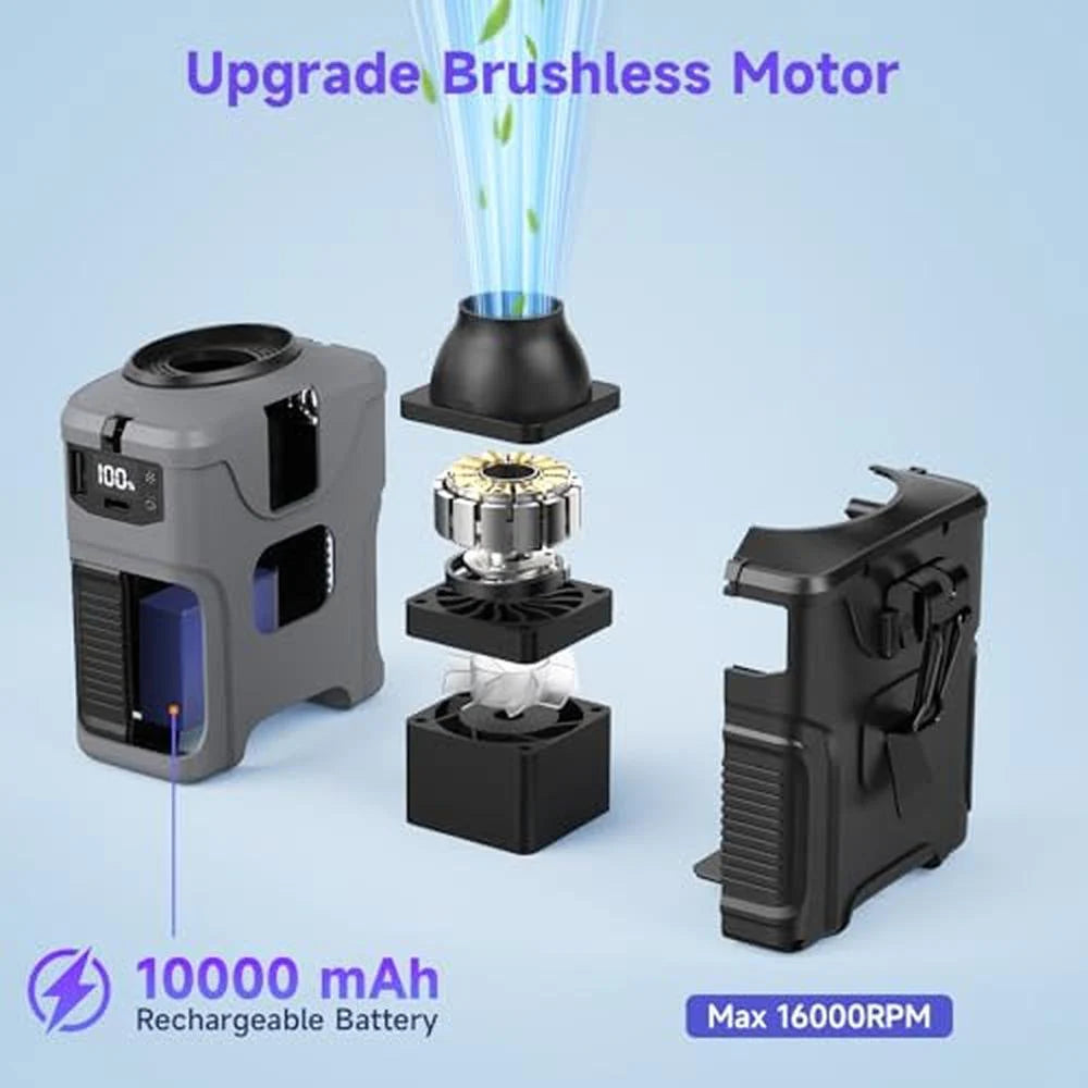 "Wearable Waist Fan & Charger - Stay Cool, Stay Powered"