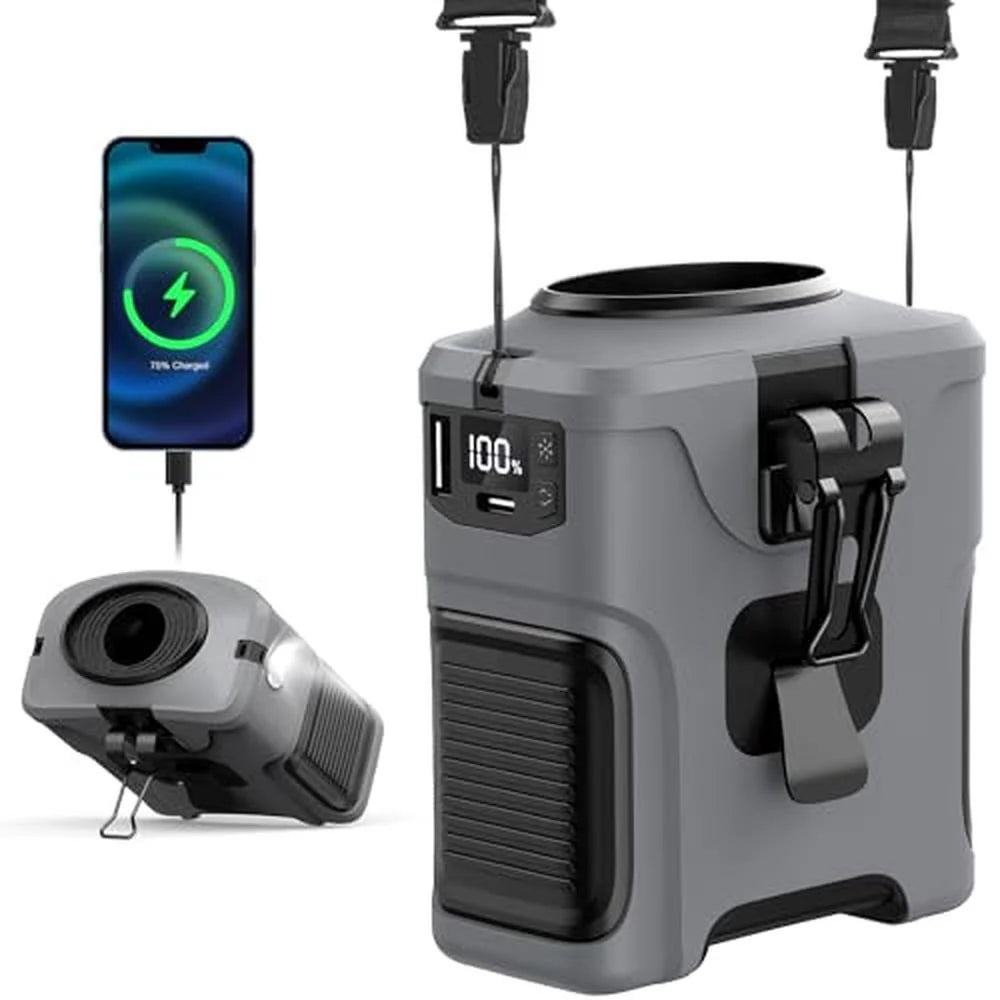 "Wearable Waist Fan & Charger - Stay Cool, Stay Powered"